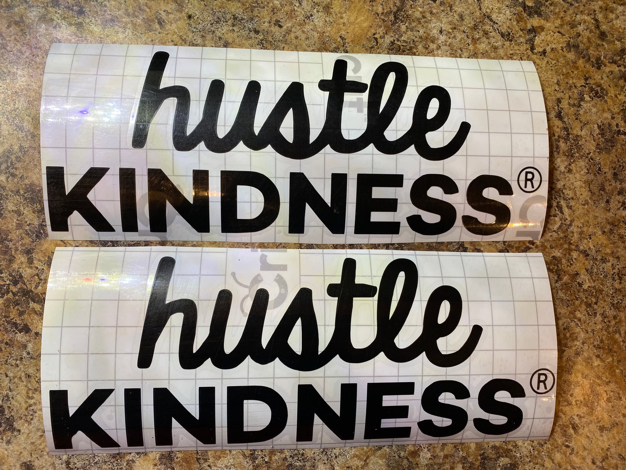 Die-cut Hustle Kindness sticker 3 inch one color