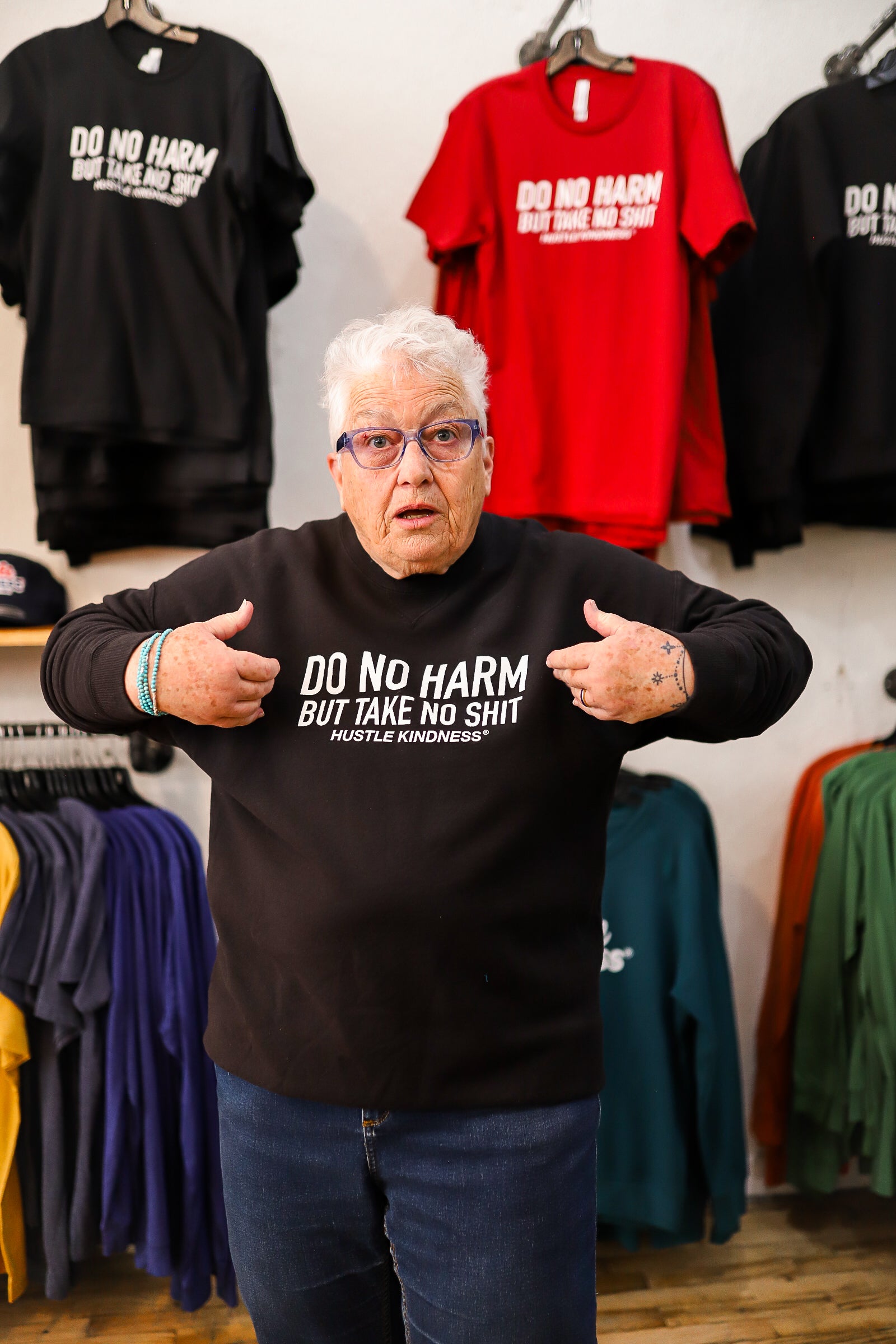 Do No Harm, But Take No Shit Crewneck Fleece